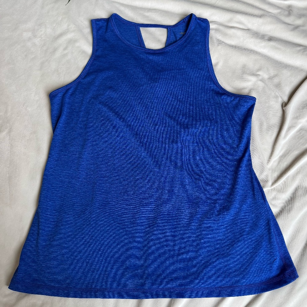 IDEOLOGY Women's Blue Heathered Keyhole Back Active Tank Top SIZE L